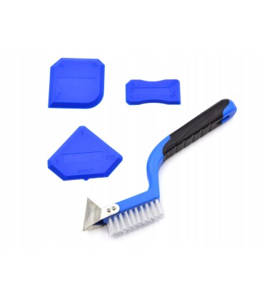 SZPACHELKI DO SILIKONU ZESTAW 4 ELEMENTY SZCZOTKA NYLONOWE WŁOSIE SKROBAK