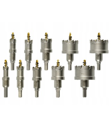 OTWORNICE WIDIOWE DO METALU WIERTŁO TYTANOWE 16-53MM ZESTAW 10 SZTUK
