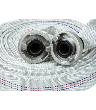 WĄŻ STRAŻACKI DO WODY 1" 20M Z KOŃCÓWKAMI SZYBKOZŁĄCZKAMI PARCIANY BIAŁY