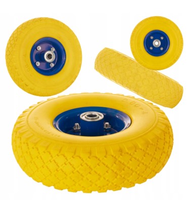 KOŁO DO TACZKI WÓZKA 3.00-4 PEŁNE BEZDĘTKOWE POLIURETANOWE METALOWA FELGA