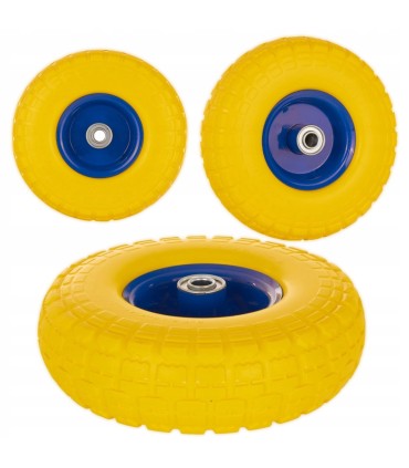 KOŁO DO TACZKI WÓZKA 3.50-4 PEŁNE PU POLIURETANOWE STALOWA FELGA ŁOŻYSKO