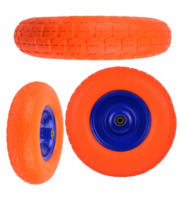 KOŁO DO TACZKI WÓZKA 4.00-6 PEŁNE BEZDĘTKOWE POLIURETANOWE METALOWE + OŚKA