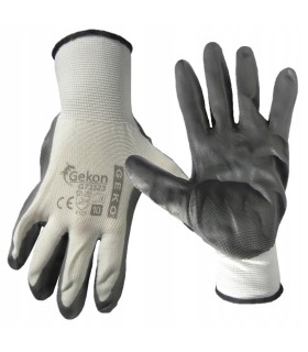 Rękawice Ochronne R.10 Biało - Szare z Dzianiny Ogrodowe Budowlane