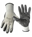 Rękawice Ochronne R.10 Biało - Szare z Dzianiny Ogrodowe Budowlane
