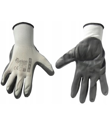 Rękawice Ochronne R.10 Biało - Szare z Dzianiny Ogrodowe Budowlane