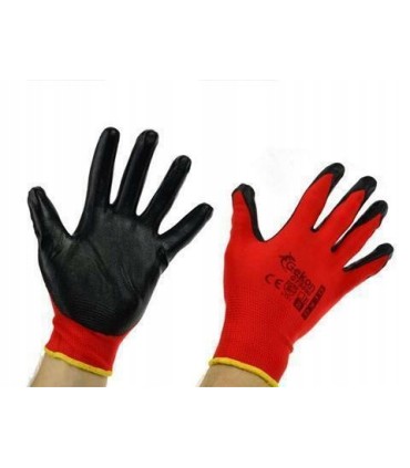 Rękawice Ochronne R.10 Czerwone Bawełniane z Dzianiny Ogrodowe Budowlane