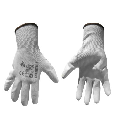 RĘKAWICE OCHRONE RĘKAWICZKI ROBOCZE BIAŁE POWLEKANE POLIURETANEM ROZMIAR 10