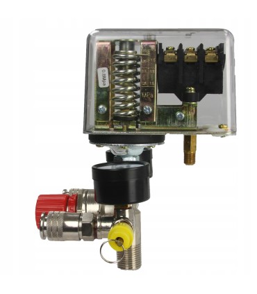 PRESOSTAT WŁĄCZNIK CIŚNIENIOWY 3 FAZOWY DO KOMPRESORA Z MANOMETREM